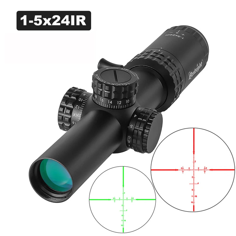 1-5X24 Tactical Scope with Red & Green Illuminated Reticle for Hunting