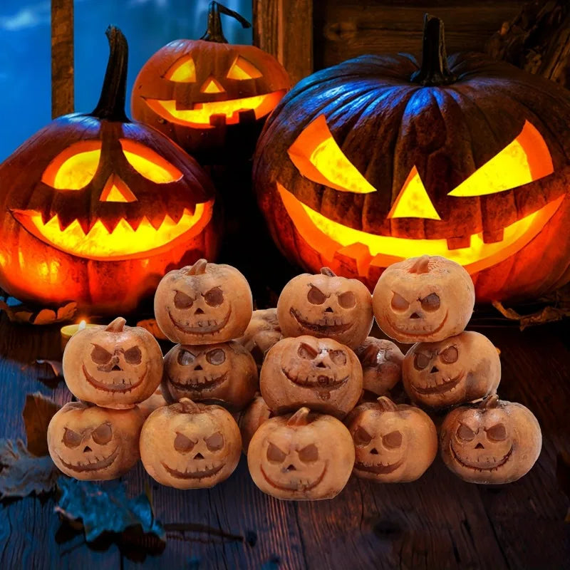 Miniature Resin Pumpkins for Halloween Decor, Garden & Craft Projects - 20PCS