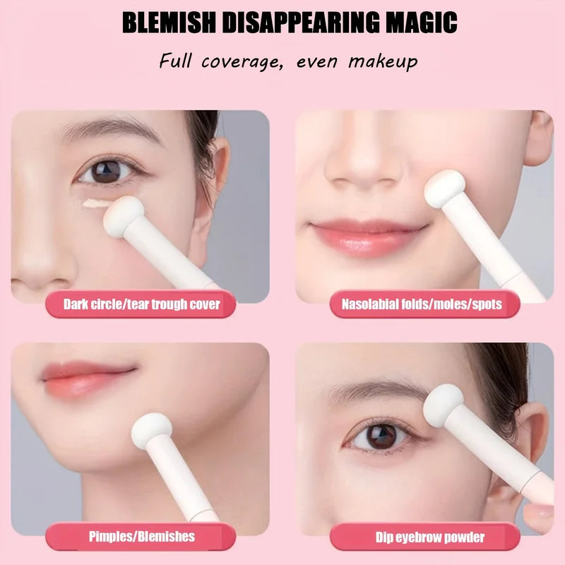 3Pcs Soft Mushroom Makeup Brush Set with Concealer Lipstick and Powder Sponges
