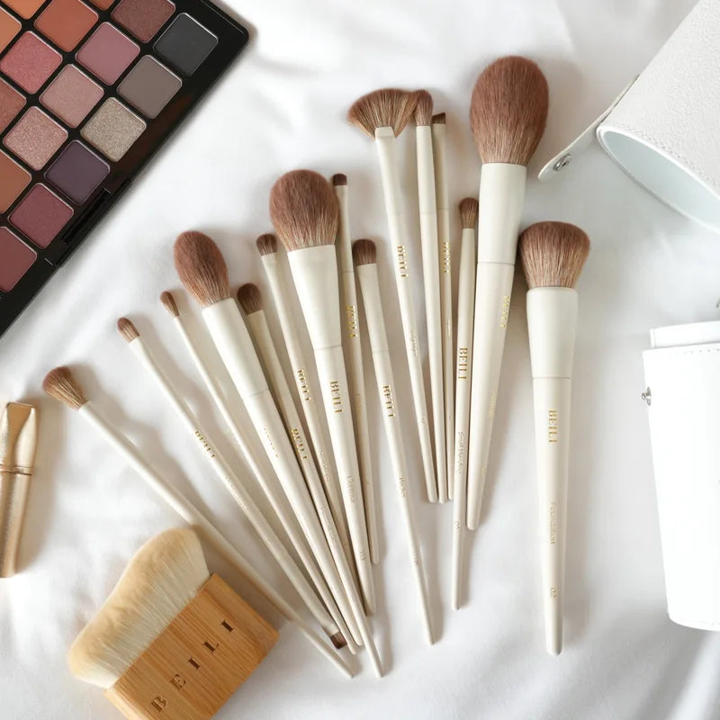 15-Piece Synthetic Makeup Brush Set with Storage Bag - Foundation Eyeshadow Blush