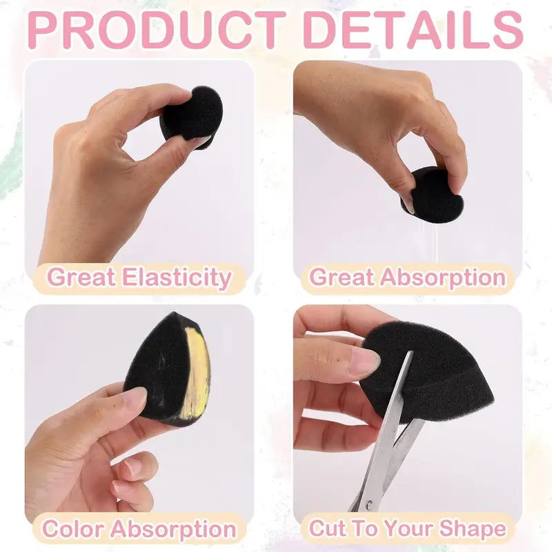 Water Droplet Semi-Circular Art Painting Sponge Black Makeup Tool
