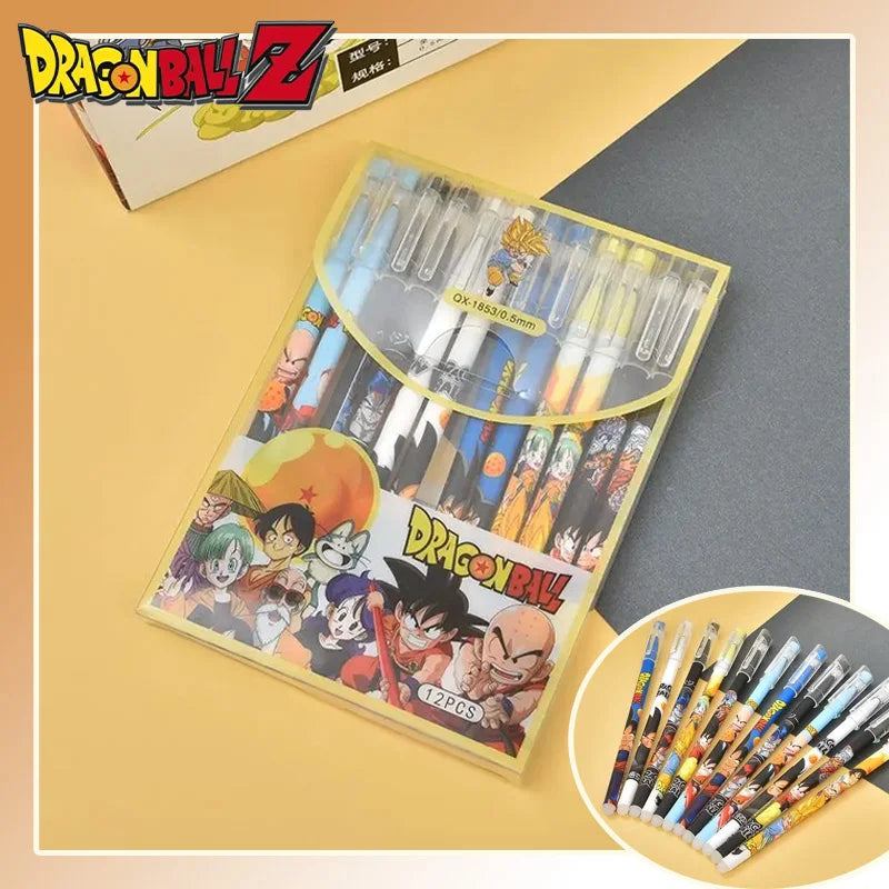 12PCS Gel Pen Set - Dragon Ball Z Anime Cartoon Stationery Kids School Office Supplies
