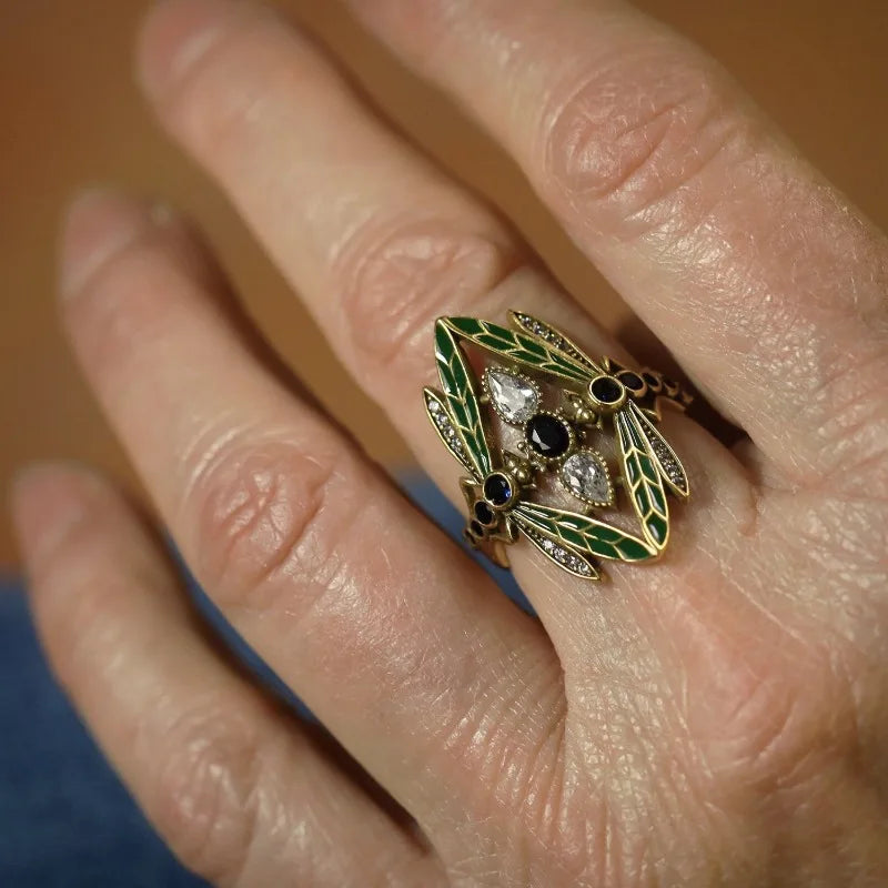 Vintage Insect Dragonfly Ring for Men & Women with Cubic Zirconia – Party & Gift Jewelry