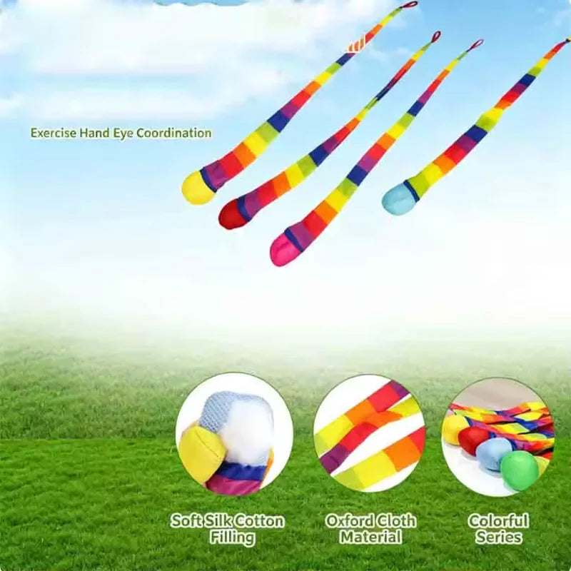 Rainbow Ribbon Sandbag Throwing Balls for Outdoor Group Fitness & Play