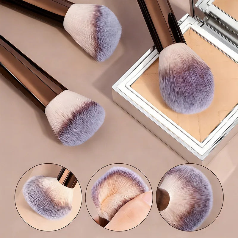 13-Piece Makeup Brush Set with Dense Bristles & Aluminum Handles - Suitable for All Skin Types
