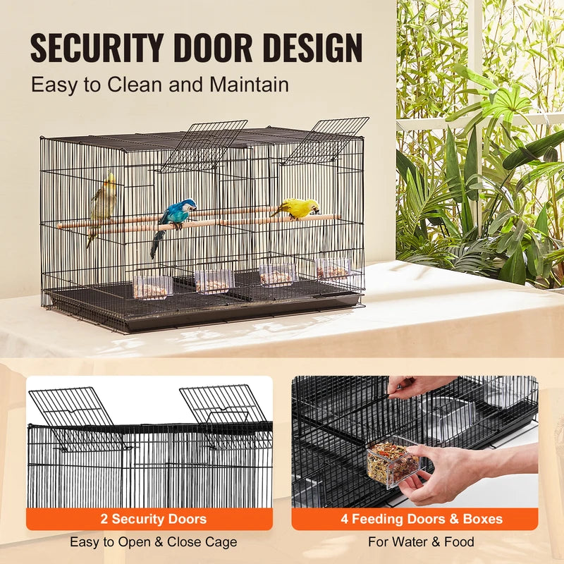 Stackable Bird Cage with Divider - Small Animal Pet Travel Enclosure, Removable Perches & Easy Clean Tray