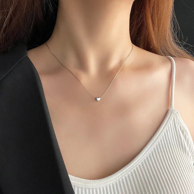 Waterproof Stainless Steel Mini Heart Pendant Necklace for Women Girls Jewelry Gift