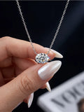 2CT Oval Moissanite Diamond Necklace for Women Sterling Silver Engagement Jewelry
