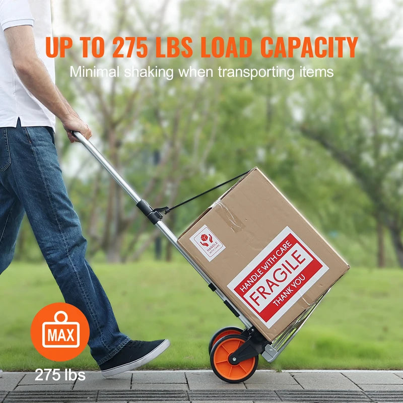 Heavy Duty Folding Hand Truck Cart Dolly with Telescoping Handle and Rope - 176/275/309 lbs Capacity