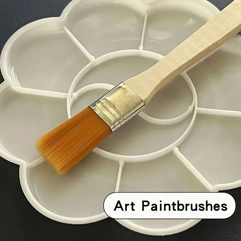 Nylon Art Paint Brush Set with Short Wooden Handles - Watercolor & Craft Tools, 24 or 48 Pieces