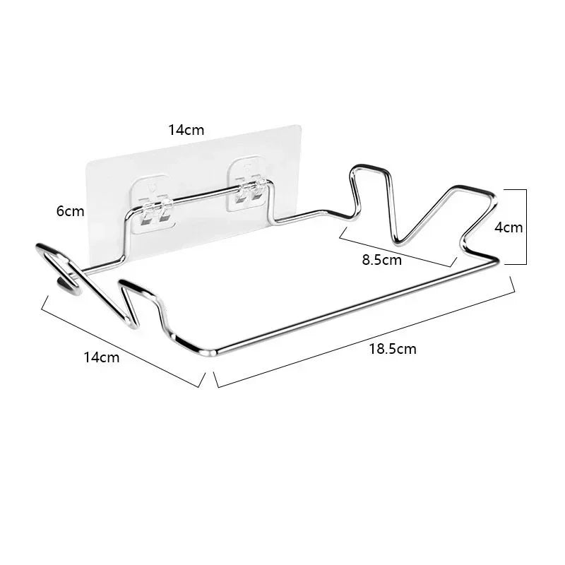 Stainless Steel Kitchen Trash Can Bracket with Hook for Cabinet Door Storage