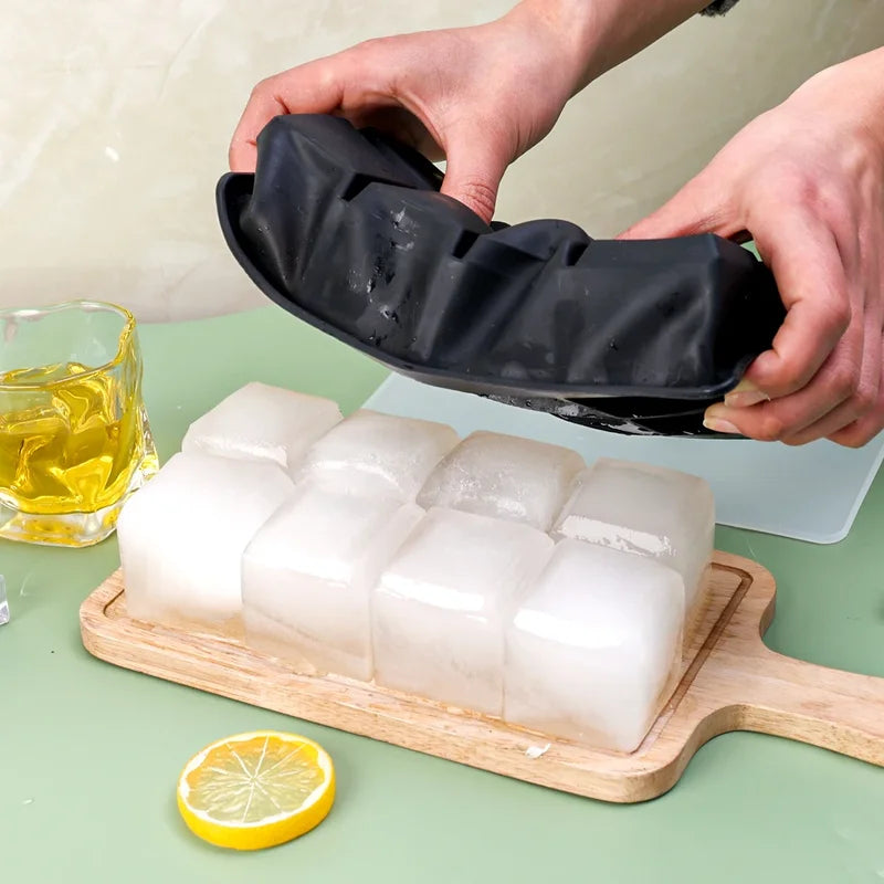 Large Food-Grade Silicone Ice Cube Tray Mold - 4/6/8 Grid Square Ice Maker