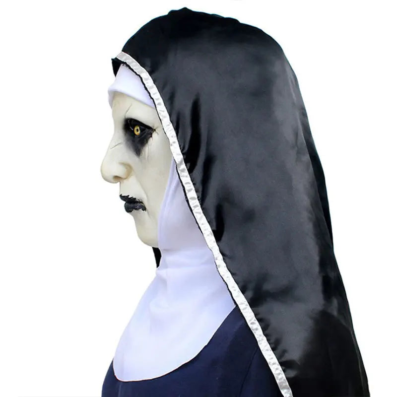 Scary Nun Latex Mask with Headscarf for Halloween Costume Cosplay