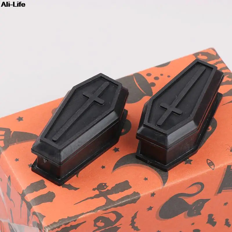 Halloween Coffin Box with Lid - Creepy Miniature Plastic Prop for Party & Decor
