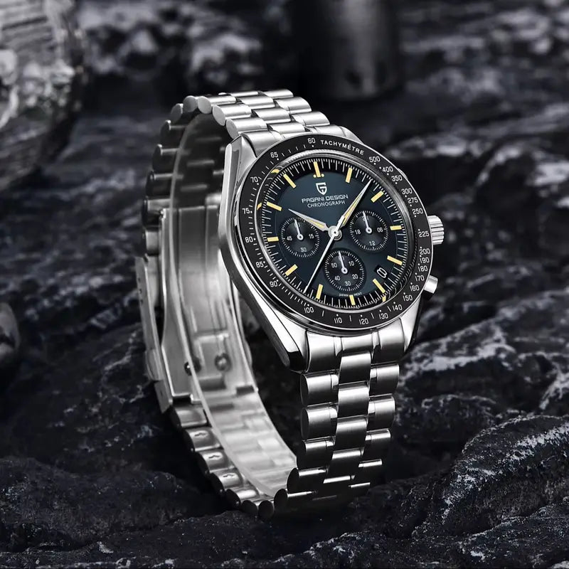 Men's Retro Moon Watch Quartz Chronograph with Sapphire Crystal - Multiple Colors