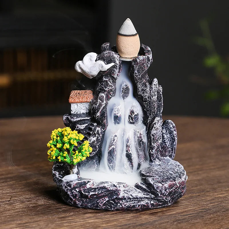 Resin Cascade Incense Burner with Waterfall Effect for Aromatherapy and Home Decor