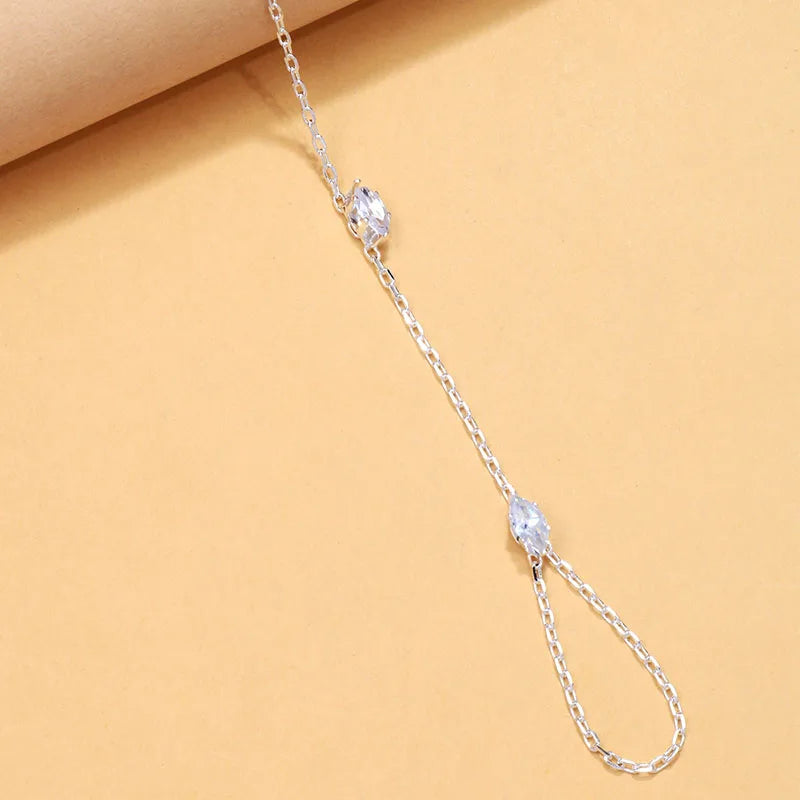 Bohemia Rhombus Crystal Chain Bracelet for Women Simple Thin Jewelry Gift