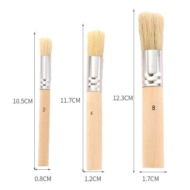 Professional Hollow Handle Paint Brush Set - Pig Bristle Round & Flat Head Art Brushes