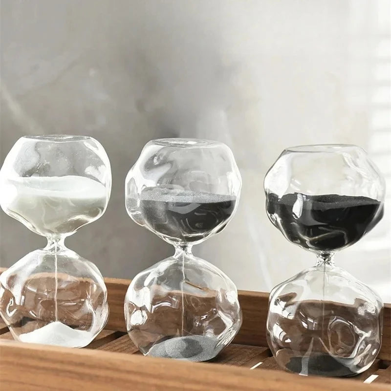 Irregular Glass Hourglass Timer 30 Min Sand Clock for Kids Home Decor
