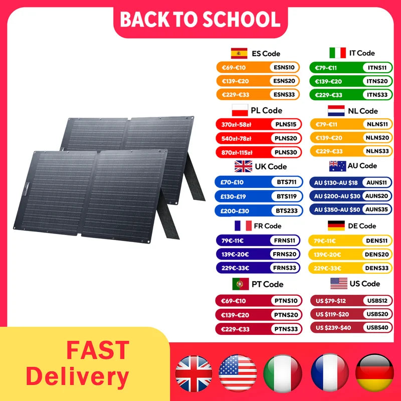 Foldable 100W Solar Panel for Portable Power Stations Outdoor Charging