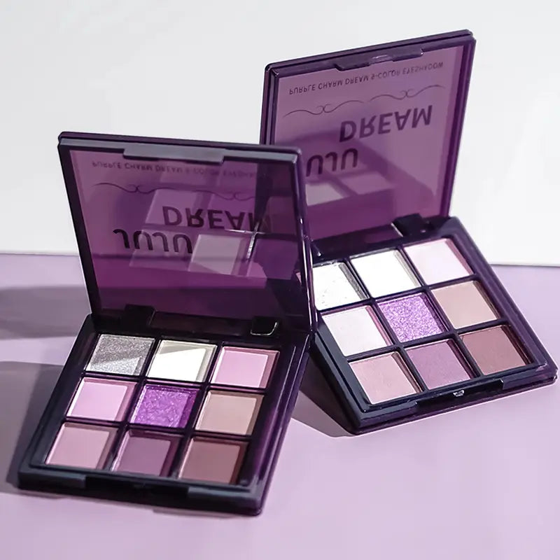 Purple Eyeshadow Palette - 9 Natural & Shimmery Long-Lasting Eye Colors