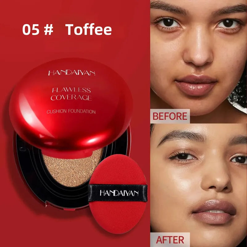 Long Wear Air Cushion Foundation with Concealer & Natural Finish - Lightweight, Oil-Free Makeup Base for Women