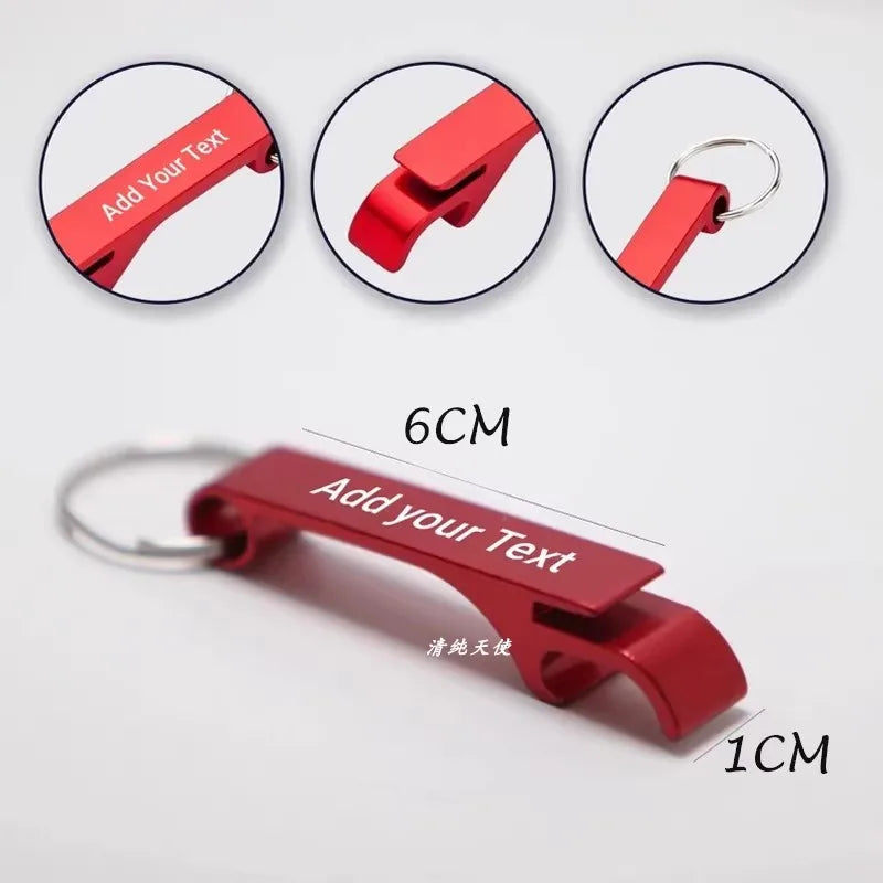 Personalized Metal Bottle Opener Keychain Set - Custom Engraved Party Gift