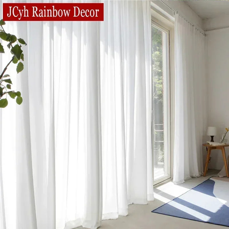 Semi Crushed Sheer Curtain Panels for Living Room & Bedroom, Multiple Sizes & Styles