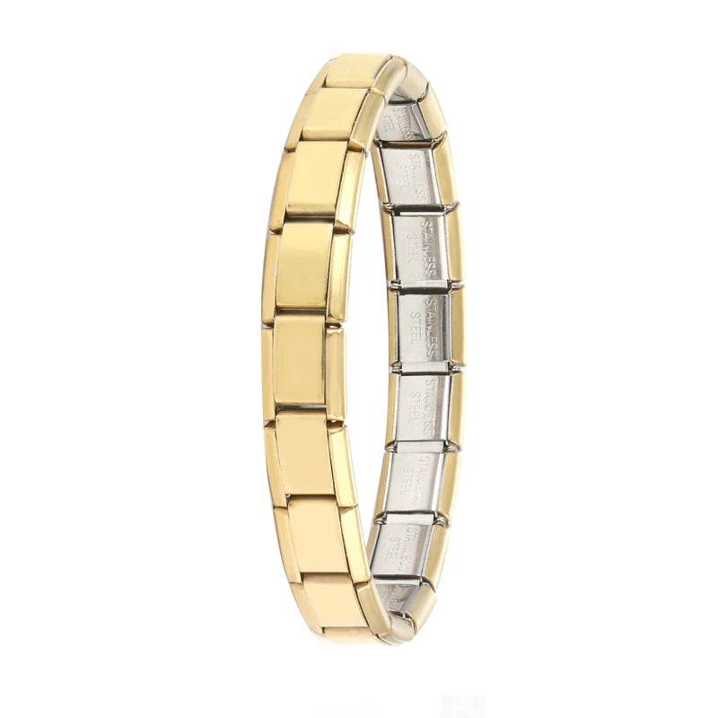 Women Men DIY Modular Charm Bracelet Stainless Steel 9MM Wide Jewelry