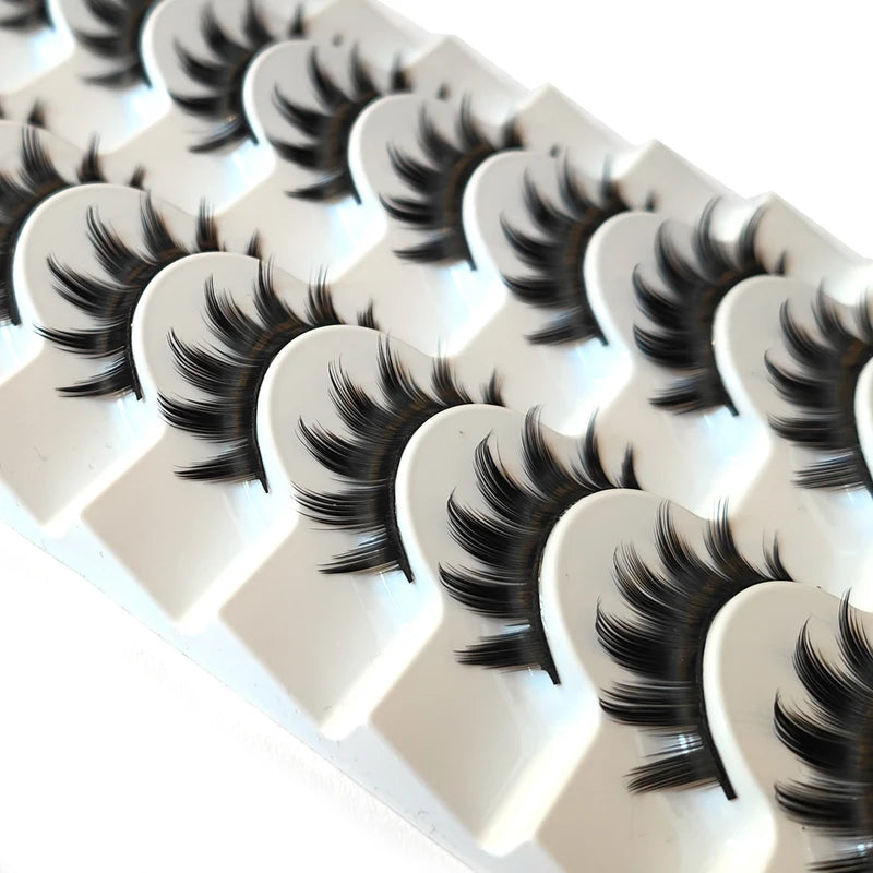 10 Pairs 3D Faux Mink False Eyelashes - Dramatic Long Eye Makeup Set
