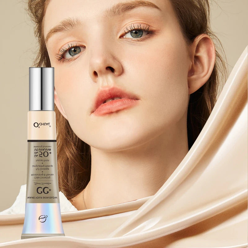 Waterproof CC Cream Foundation with SPF 50+ - Long-Lasting Moisturizing Concealer & Brightening Primer