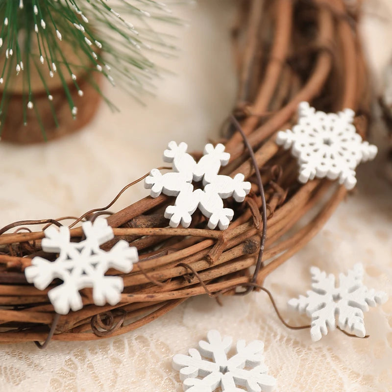Wooden Snowflakes Christmas Ornaments DIY Craft Decor Set - 50 or 100 pcs