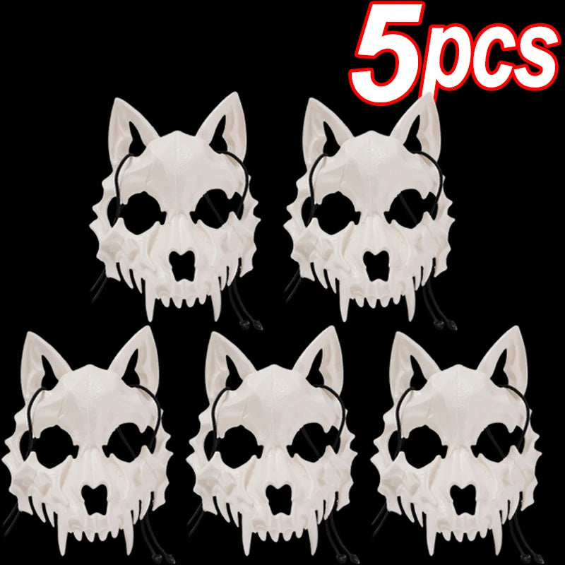 Halloween Half-Face Mask Cosplay Costume Mask Skull Tiger Dragon Wolf Tengu Party