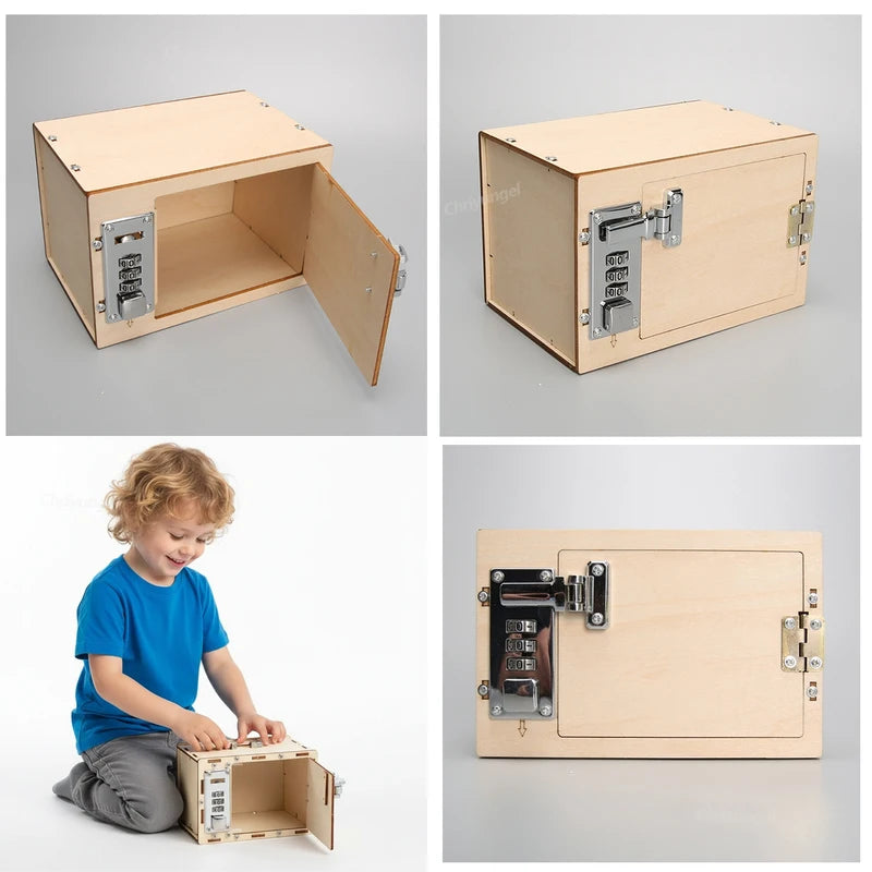 DIY Wooden Mechanical Password Box Kit with Combination Lock - Educational Money Bank for Kids