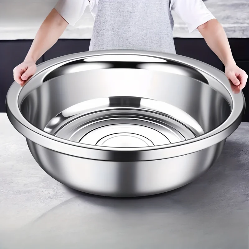 Large Capacity Metal Mixing Bowls Set - Stainless Steel Nesting Salad Bowls for Cooking