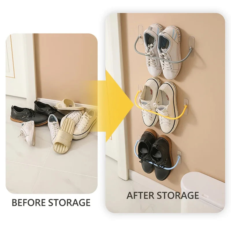 4PCS Wall-Mounted Shoe Rack Hooks Organizer Bathroom Storage Slipper Hanger