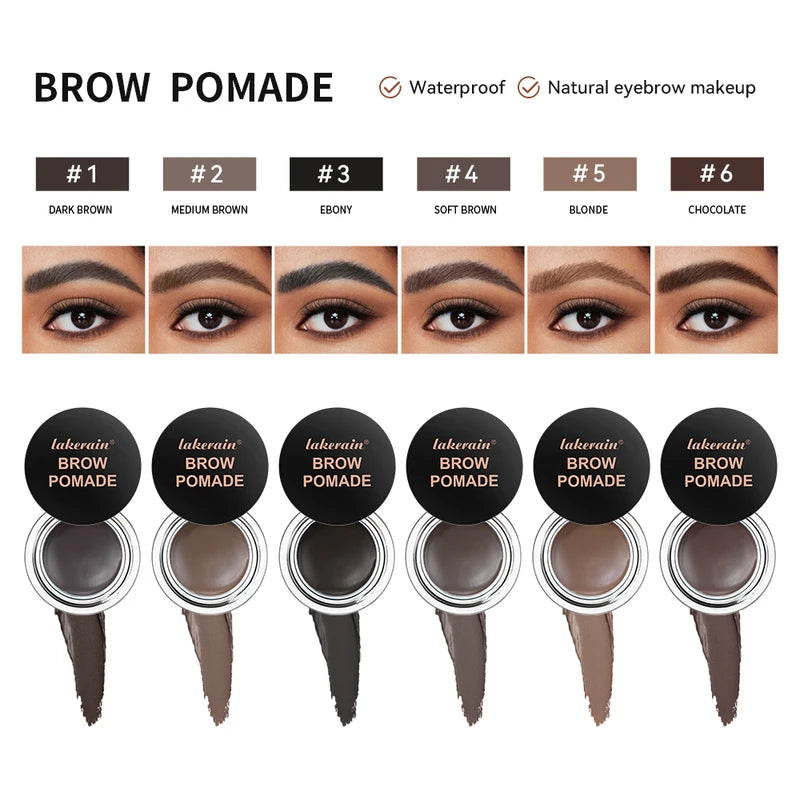 Waterproof Long-Lasting Brow Pomade with Dual Brush for Natural Eyebrow Makeup