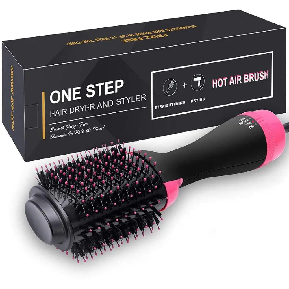 Hot Comb & Hair Dryer Brush 3-in-1 Styling Tool for Straightening Curling & Volumizing