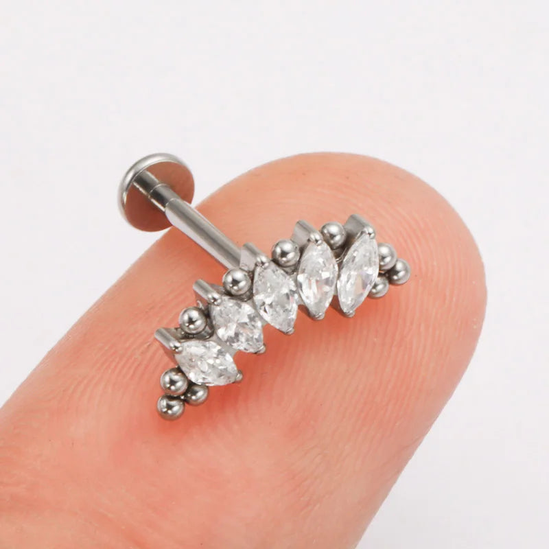 Titanium Beads Marquise Lotus Cartilage Earring Lip Piercing Body Jewelry