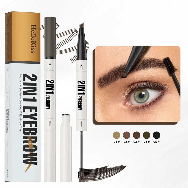 Dual Head Eyebrow Pen 2-in-1 Liquid & Tint Waterproof Fast-Dry Makeup