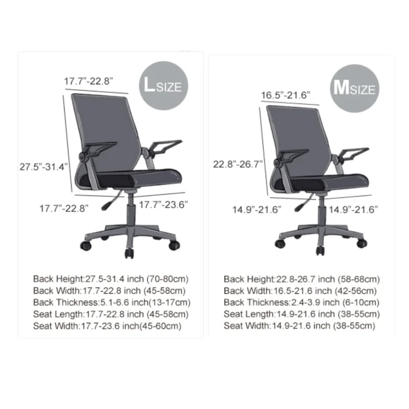 Office Chair Cover M/L Size Removable Seat Protector with Armrest Covers