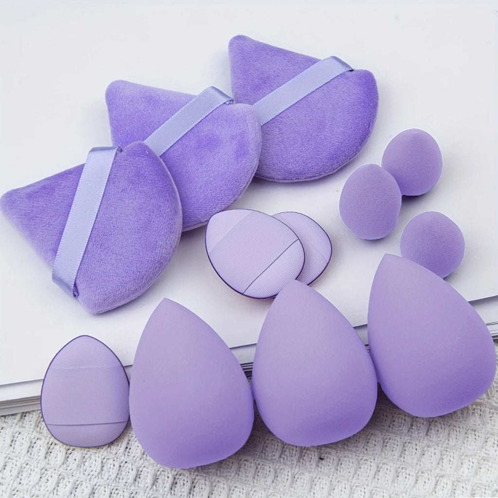 12-Piece Makeup Sponge Set with Beauty Egg & Triangle Puff - Multi Color