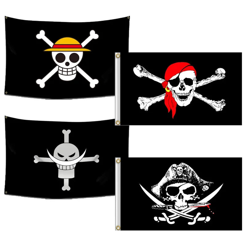 Anime One Piece Skull Flag Wall Banner - Pirate Theme Decor for Kids & Adults
