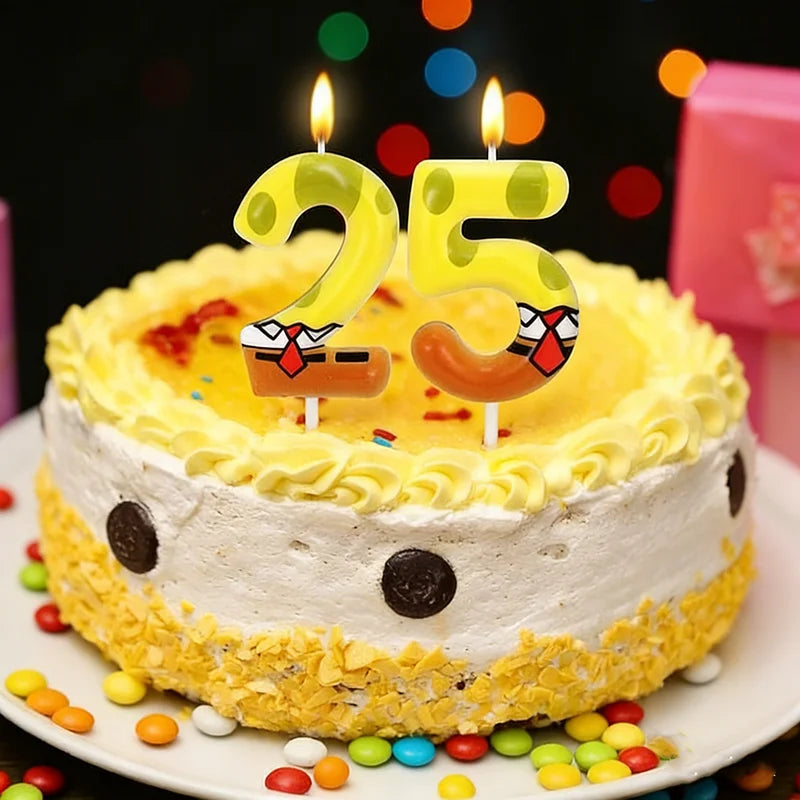 SpongeBob Birthday Candle Set for Cake Decoration - Cartoon Party Supplies