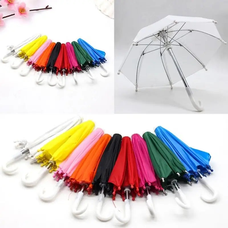 Mini Doll Umbrella with Beads - Realistic Toy Accessory for Dollhouses & Photography