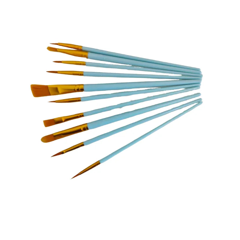 10-Piece Multicolor Paint Brush Set for Artists & Crafts - Nylon Hair