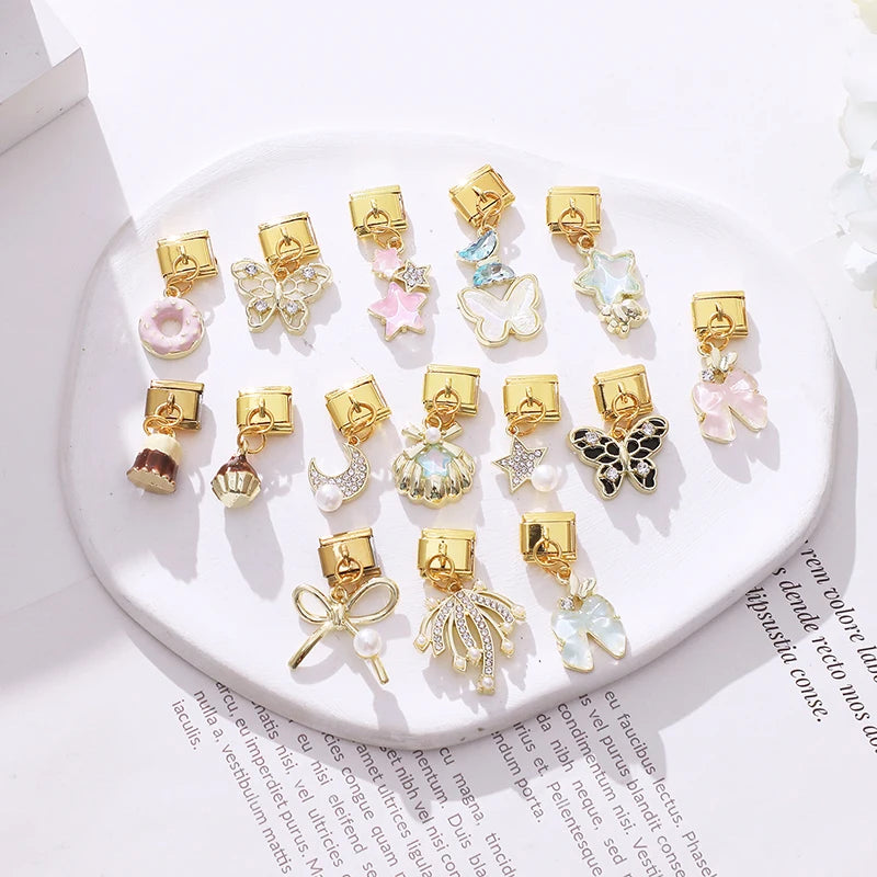 Y2K Style Butterfly Moon Bow Shell Star Pearl Pendant for DIY Jewelry Making