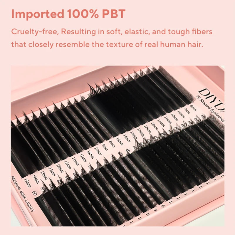 False Eyelash Extensions 3D 4D 5D 6D W Shaped Premade Fan Mink Lashes
