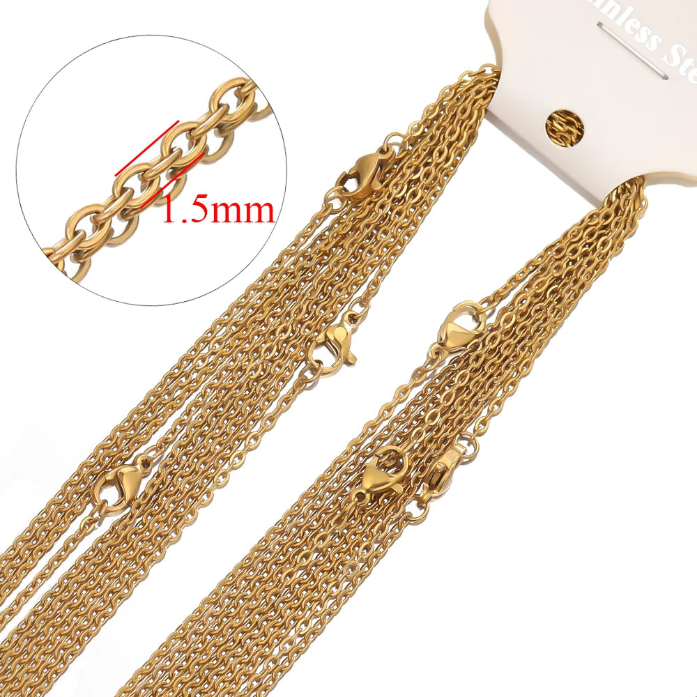 10-Pack Stainless Steel Link Chains for Jewelry Making - 50cm Cubic Chains Wholesale