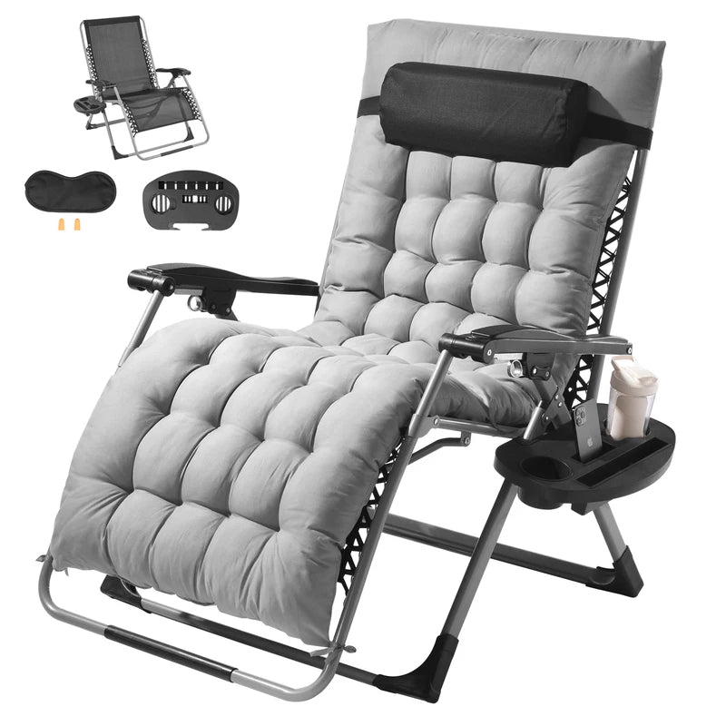 Zero Gravity Lounge Chair Recliner with Cushion Footrest & Cupholder - Adjustable Outdoor Recliner